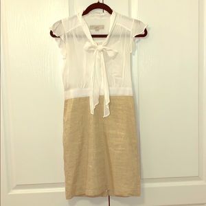 Ann Taylor Loft White and Gold Dress